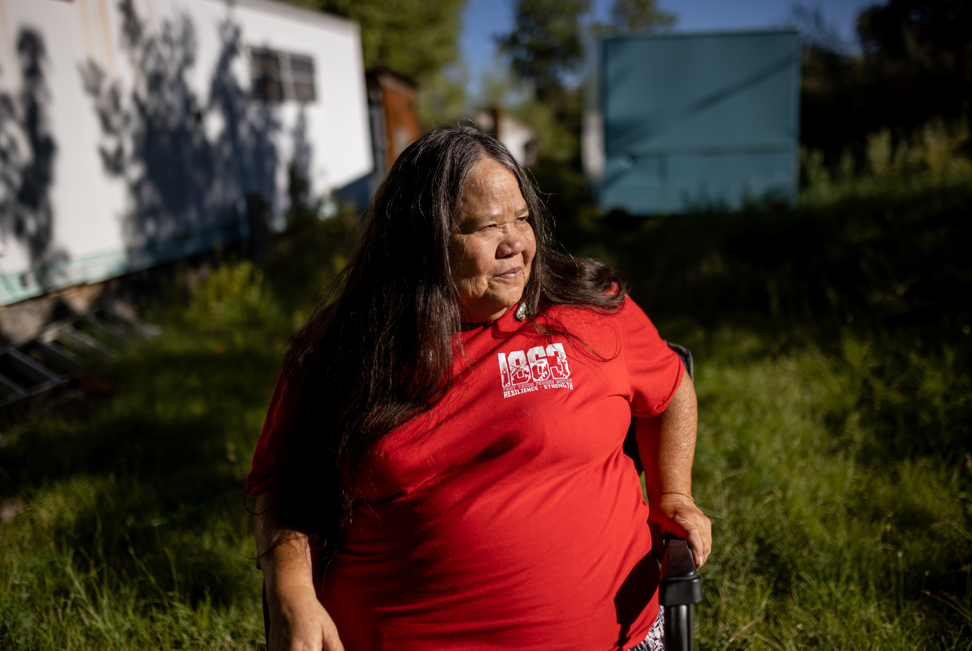 Kathy Jefferson Bancroft, 67, the tribal historic preservation officer for the Lone Pine Paiute-Shoshone Reservation, poses for a photo at her home on the reservation near Lone Pine, California, on Friday, Aug. 12, 2022. Spenser Heaps, Deseret News